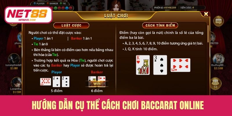 Baccarat Online - Trải Nghiệm Casino Trực Tuyến Đẳng Cấp 3 Hướng dẫn cụ thể cách chơi Baccarat online